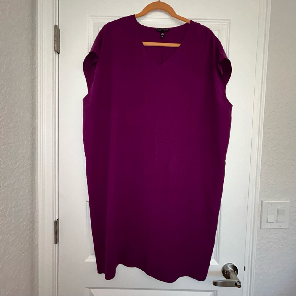 Eileen Fisher System Cap Sleeve Silk Tunic Dress